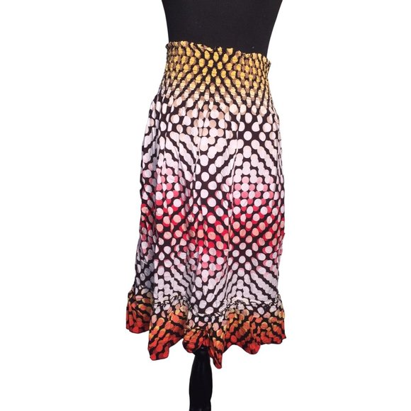 Catch My i - Colorful Dot Illustion looking Gypsy Skirt - Medium Length - Womens - Picture 3 of 11